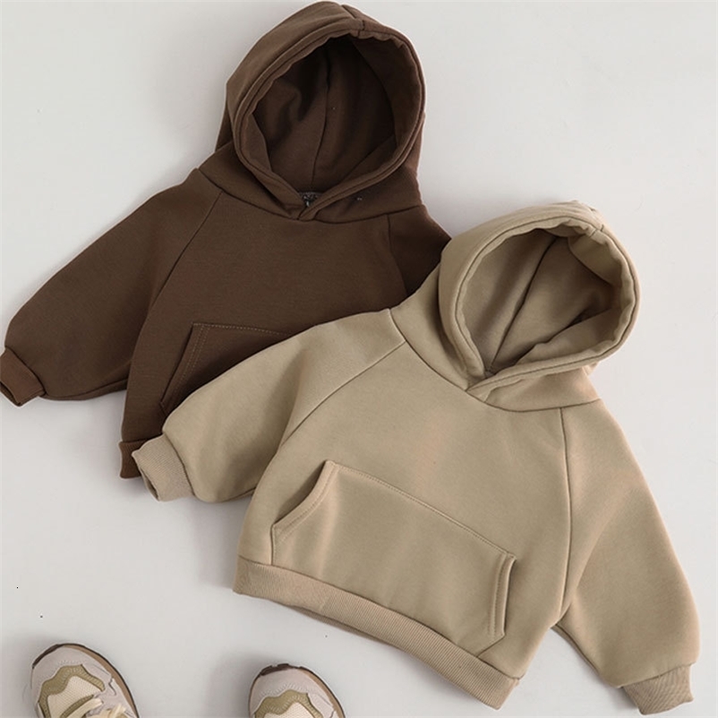 Spring Autumn Infant Baby Boys Warm Pure Color Cotton Long Sleeve Kid Boy Pullovers Large Pockets Little Boy Hoodies 250121