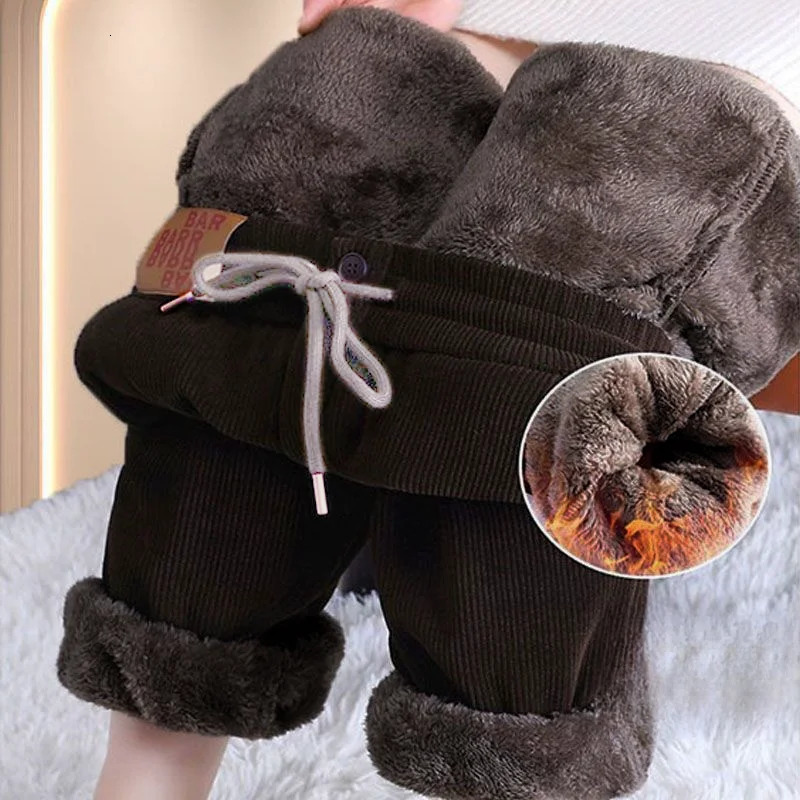 In Winter Plus Size Womens Pants Casual Matching Warm Fleece Trousers Office Lady Vintage Drawstring Pants Chic Sportswear 250207