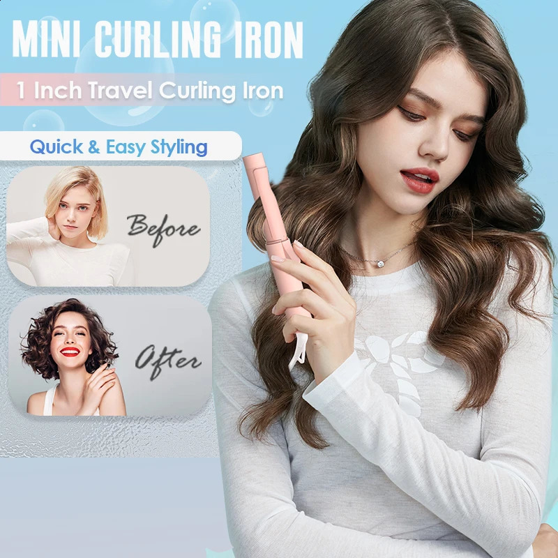 NOVUS 25MM Portable Travel Electric Mini Hair Curler Curling Iron Fast Heating Tourmaline Ceramic Wavy Tong Hair Styling Tool 250206