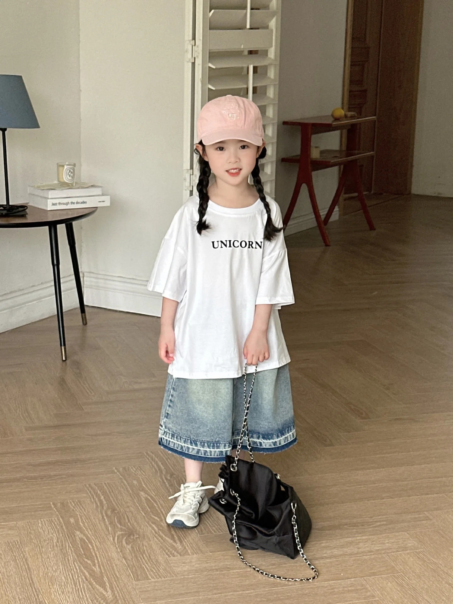 Baby Girl Top Korean Children Girls Letter Printed Short Sleeve T-shirt Summer Baby Loose Half Sleeve Base Tops 250207