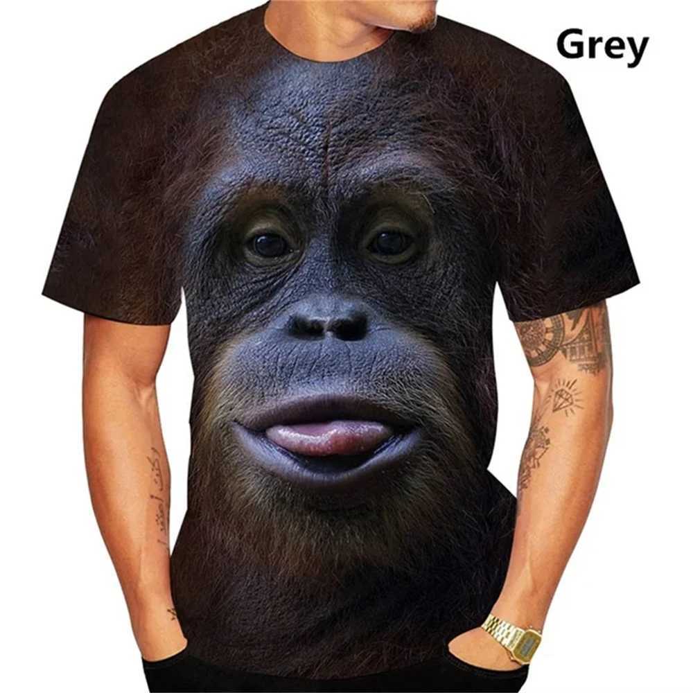 Funny Kiss Monkey Lip Graphic T Shirt for Men Clothing 3D Spoof Gorilla Orangutan Printed T-Shirt Unisex Short Sleeve Tops TeesT250207