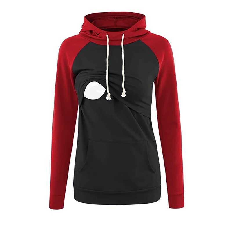 Maternity Clothes Sweatshirt Hoodie Long Sleeve Breastfeeding Pregnancy Tops Autumn and Winter Womens Clothing Hooded Sweatshirt W250207