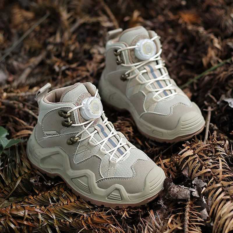 Children Outdoor Tactical Boots Kids Camping Combat Training Quick release Breathable Hiking Shoes W250207