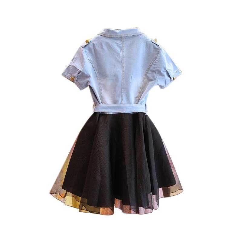 Mother Daughter Dresses Summer Short Sleeved Family Matching Clothes Mom Daughter Dress Family denim Clothing 3-7T Kids clothes W250207