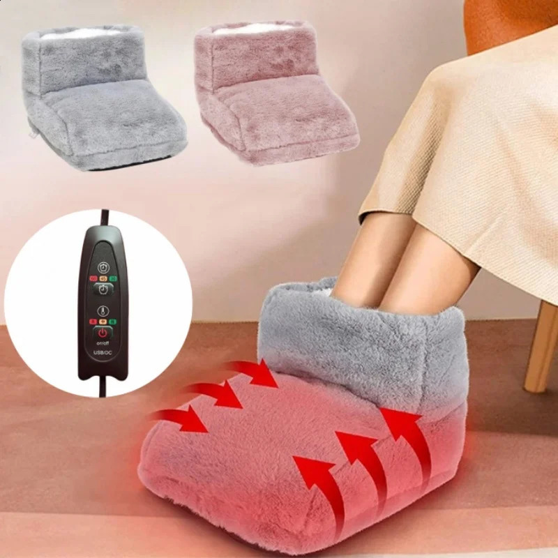 USB Electric Foot Warmer Plush Heating Slippers Thermostatic Shoes Winter Feet Heater For Home Bedroom Sleeping Thermal 250120