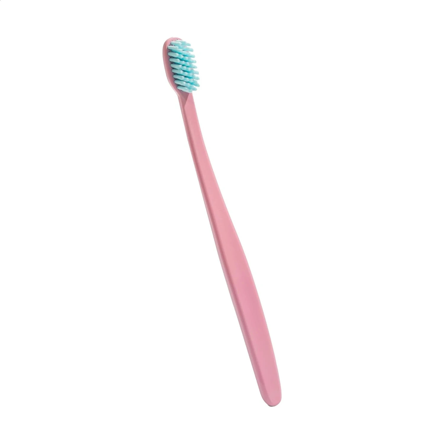 Super soft manual toothbrush dentist ned gentle on gums made of recycled plastic pink 250206