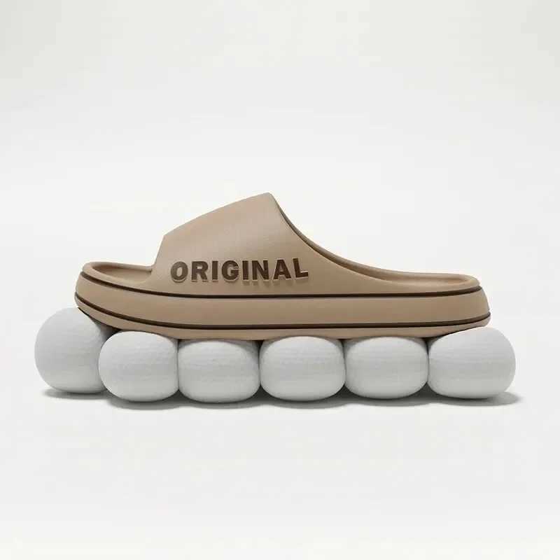 Women Letter Slippers Beach Slides Solid Color Mens Thick Sole Indoor Outdoor Summer Couple Sandals Bathroom Anti Slip ShoesXJ250207
