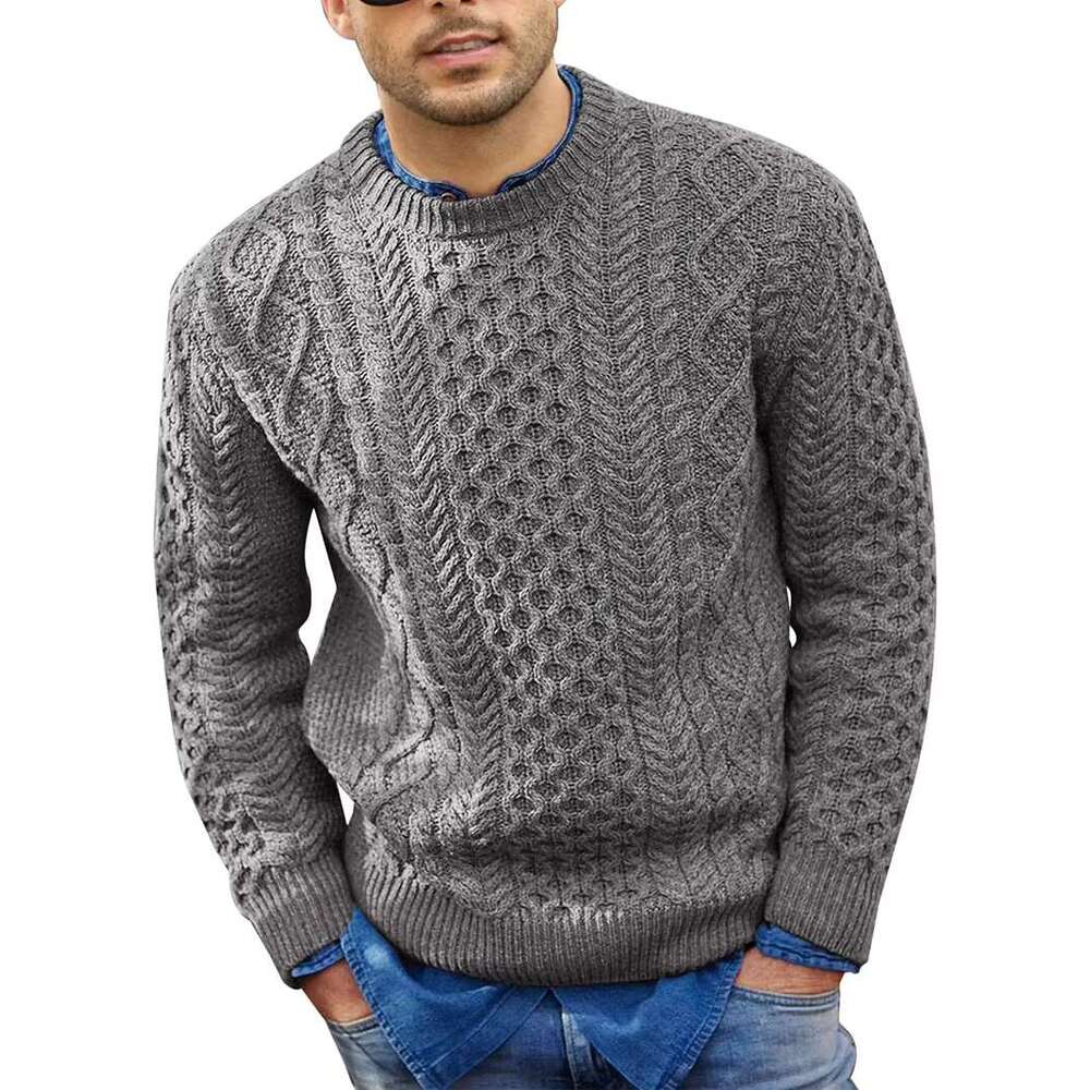 Pink Men's 2024 Autumn Winter New Pure Color Pullover Knitted Sweater Menwear Fashion Large Size Male Clothing