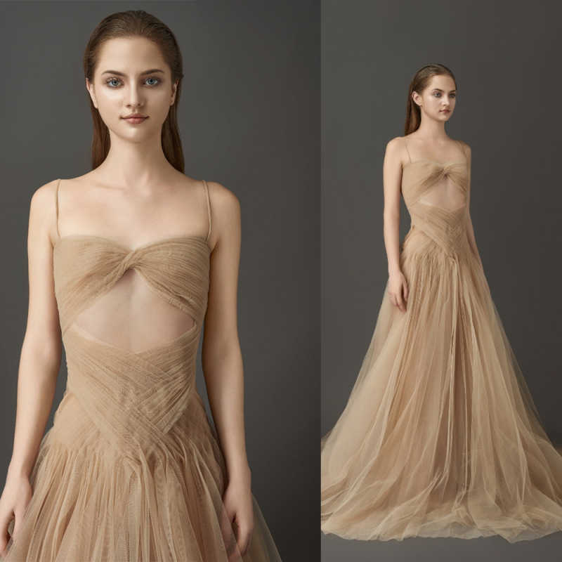Graceful Prom A-Line Evening Dresses Spaghetti Strap Sleeveless Prom Tulle Luxury Party Dresses Floor-Length Vestido De Novia Formal Occasion Custom M