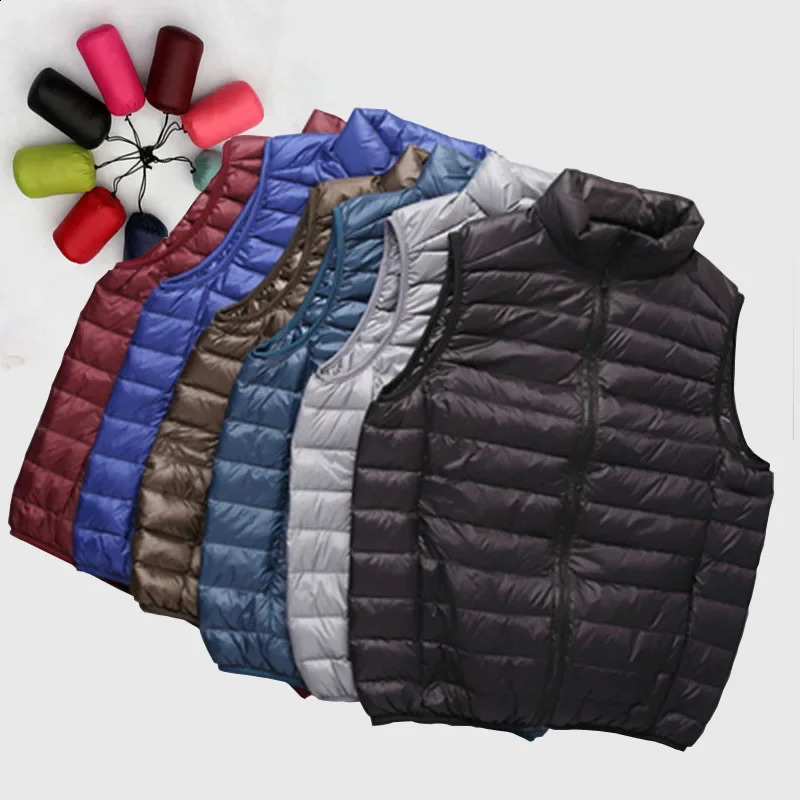 Men Spring Down Vest Jackets Mens Lightweight WaterResistant Packable Puffer Sleeveless Coats Big Size 5xl 6xl 250109