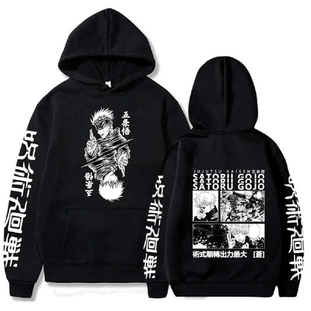 Anime Jujutsu Kaisen Hoodies Men Satoru Gojo Print Sweatshirt Autumn Winter Harajuku Hoody Hooded Streetwear Plus Size Hoodie W250207
