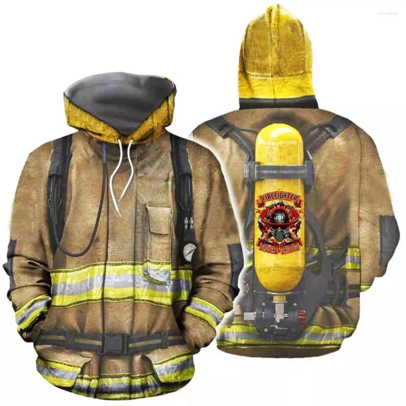 Graphic Hoodies Men Firefighter 3D Print Hoodie Unisex Pullover Sweatshirt Haruku Style Tops