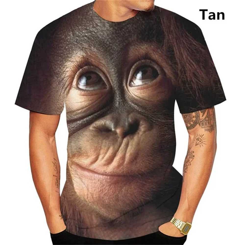 Funny Kiss Monkey Lip Graphic T Shirt for Men Clothing 3D Spoof Gorilla Orangutan Printed T-Shirt Unisex Short Sleeve Tops TeesT250207