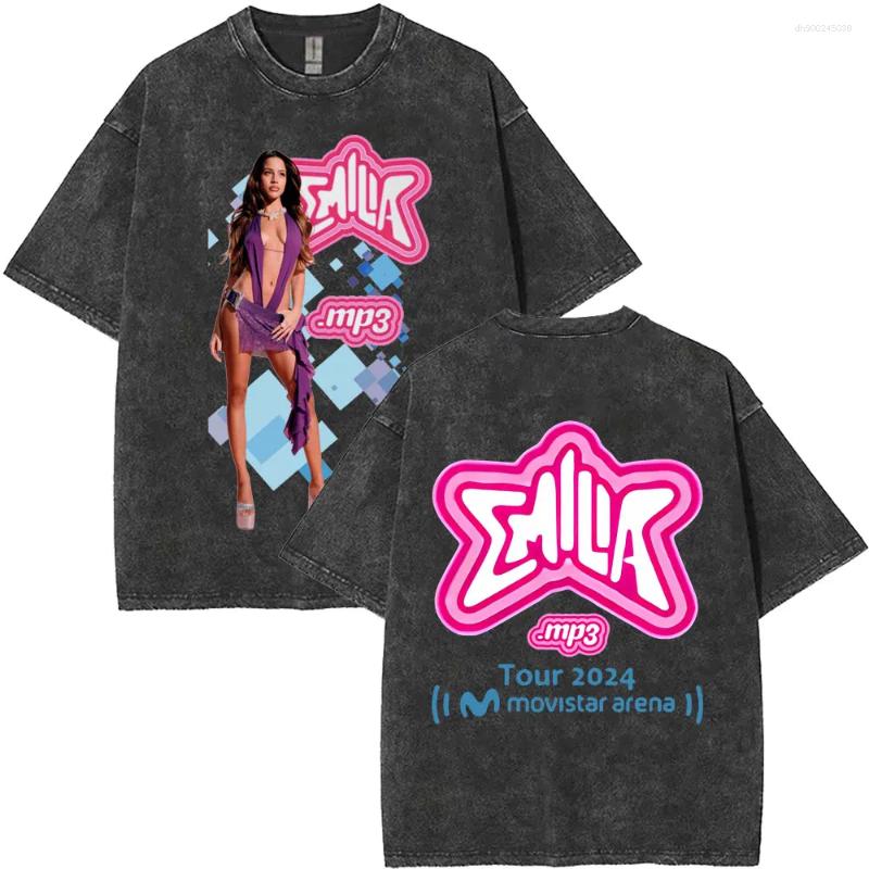 Men's T Shirts Washed Vintage Emilia Mernes MP3 Tour 2025 Fashion Trend Tshirt Men Women High Quality Cotton Oversized T-shirts