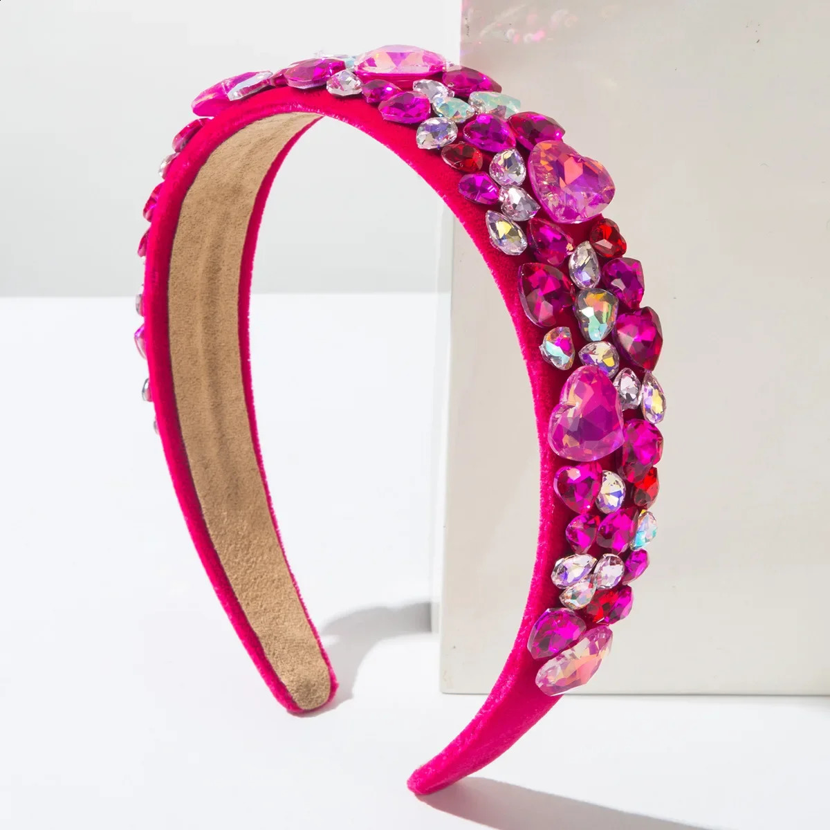 Valentines Day wide edge colored love full diamond headband sweet versatile high-end holiday hair accessories women 250207