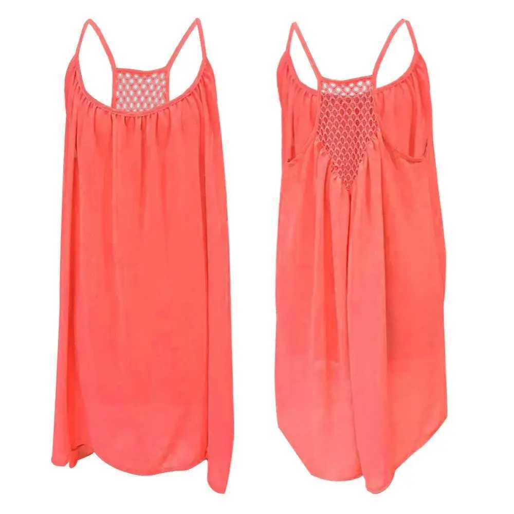 Women Summer Solid Color Sveless Grids Backless Large Hem Sling Mini Dress Fe Plus Size Dress Fashion Clothing VestidosXJ2500207