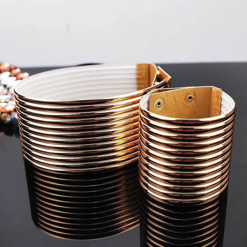 Vintage Statement Choker Necklace Sets Women African Jewelry Leather Collar Chunky Necklace Bracelets Set Adjustable 250207
