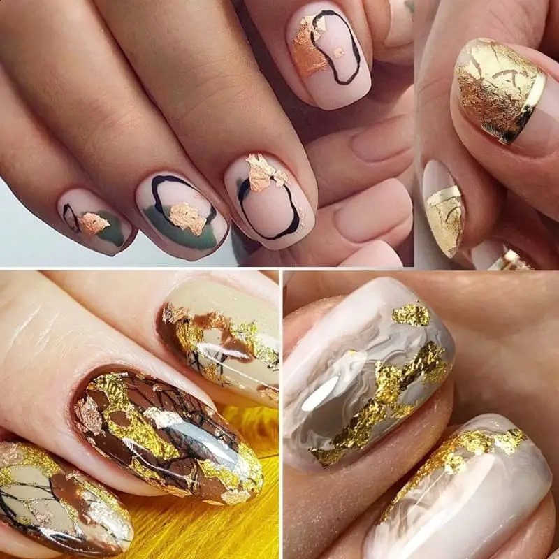 1 Box Silver Irregular Aluminum Foil Colorful Paper Nail Art Sticker 3D Glitter DIY Manicure UV Gel Polish Decoration Tools 250115