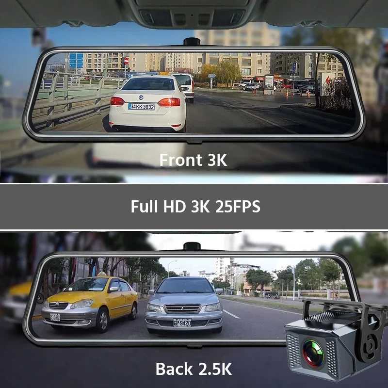 Car dvr DVR Mirror for Car 10Dash Cam Recorder Front Rear Dual Night Vision Camera Black Box GPS WIFI 24H Parking Monitor R250529