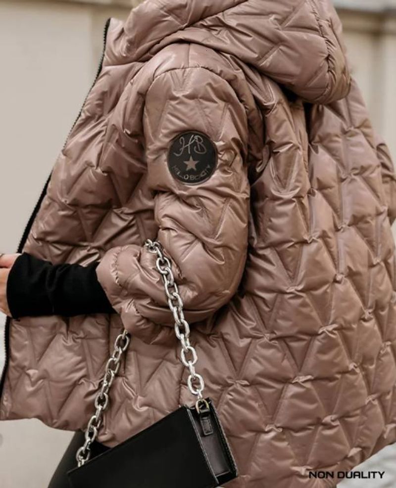 New Fashion Hooded Fashionable Loose Long Sleeved Patchwork Cotton Jacket Coat Women