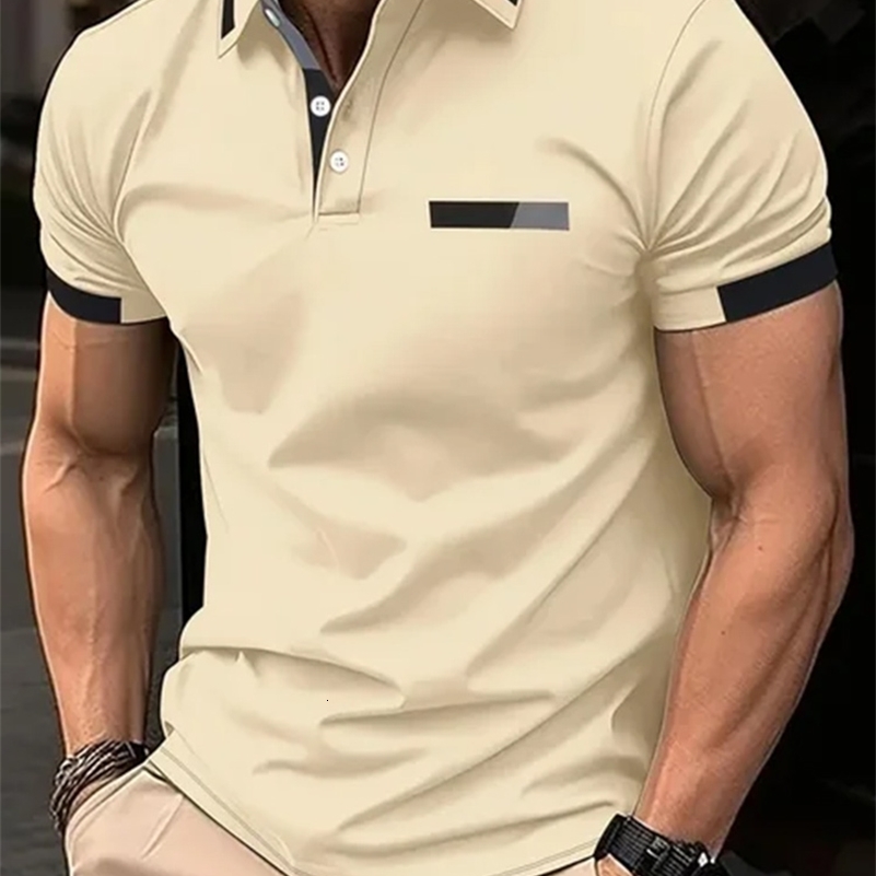 Mens Short Sleeve Polo Shirt Summer Casual Lapel Sports men polos Gift For Men EUROPEAN Measurement 250206