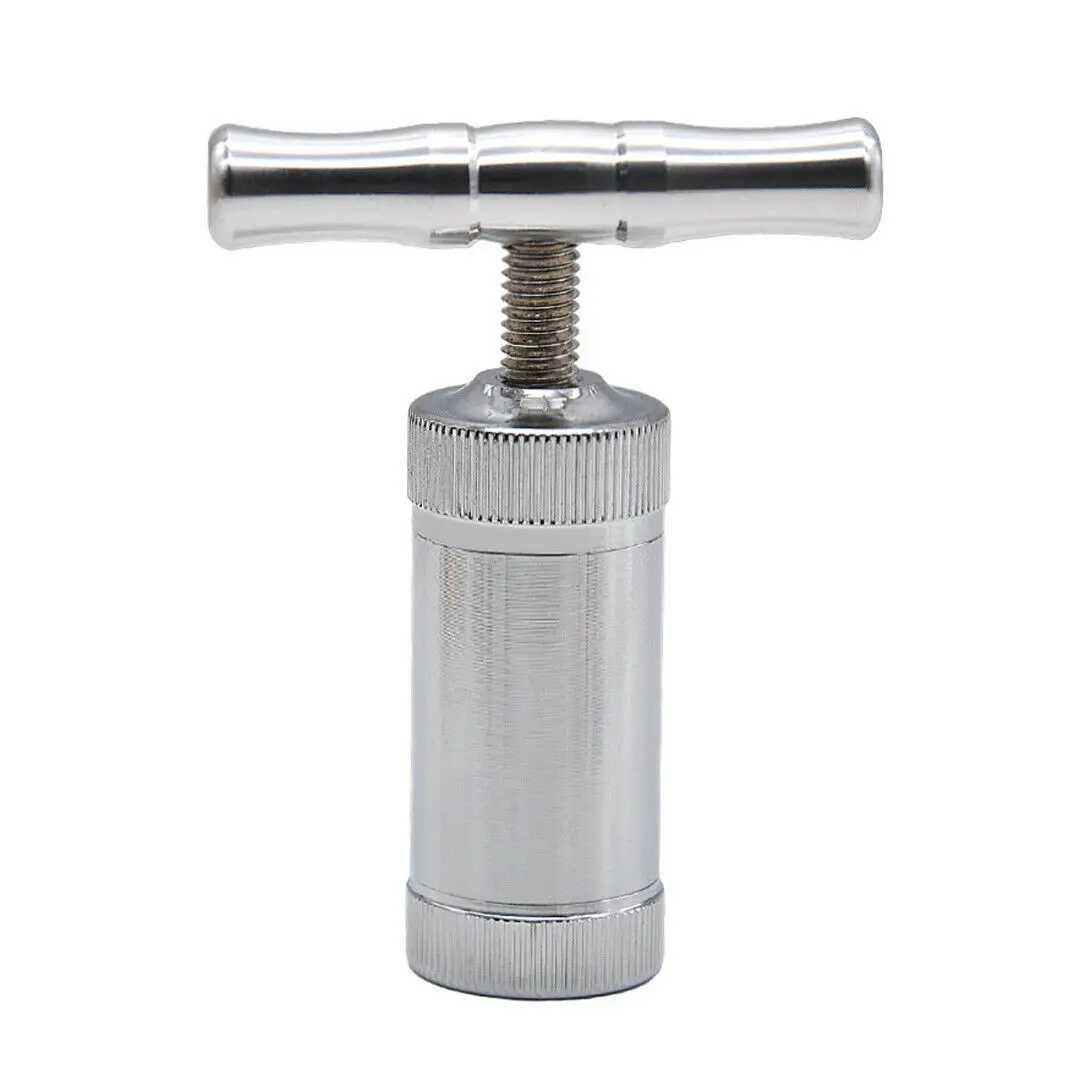 1pc Aluminum Alloy T Shape Press Tool For Spice Garlic Pepper Salt Can Be Rotated Squeezed To Store Tobacco Leaves PockeXJ250207