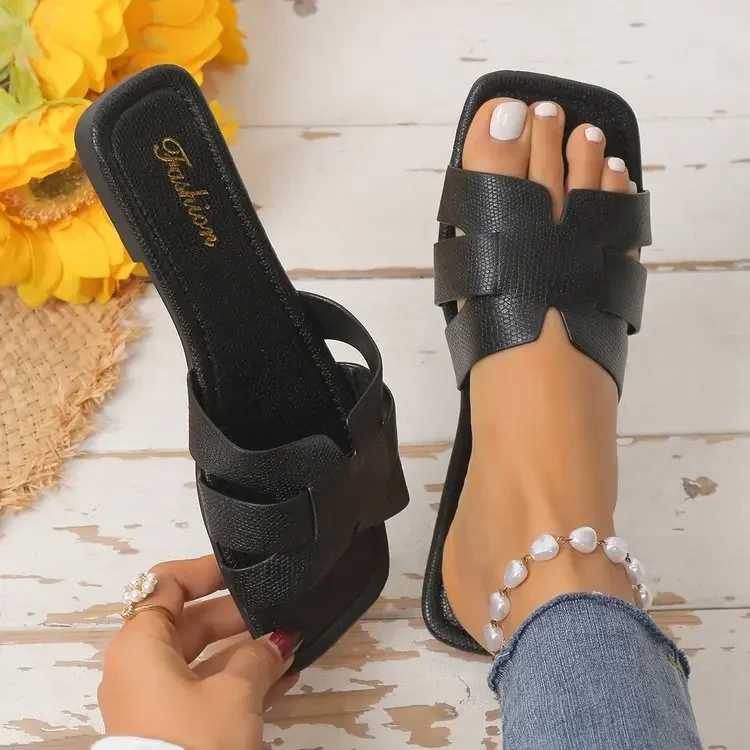 Summer Women Sandals New Outdoor Plus Size 43 Open Toe Flat Slippers Female Square Head Beach Woman Shoes Zapatos De MujerXJ250207