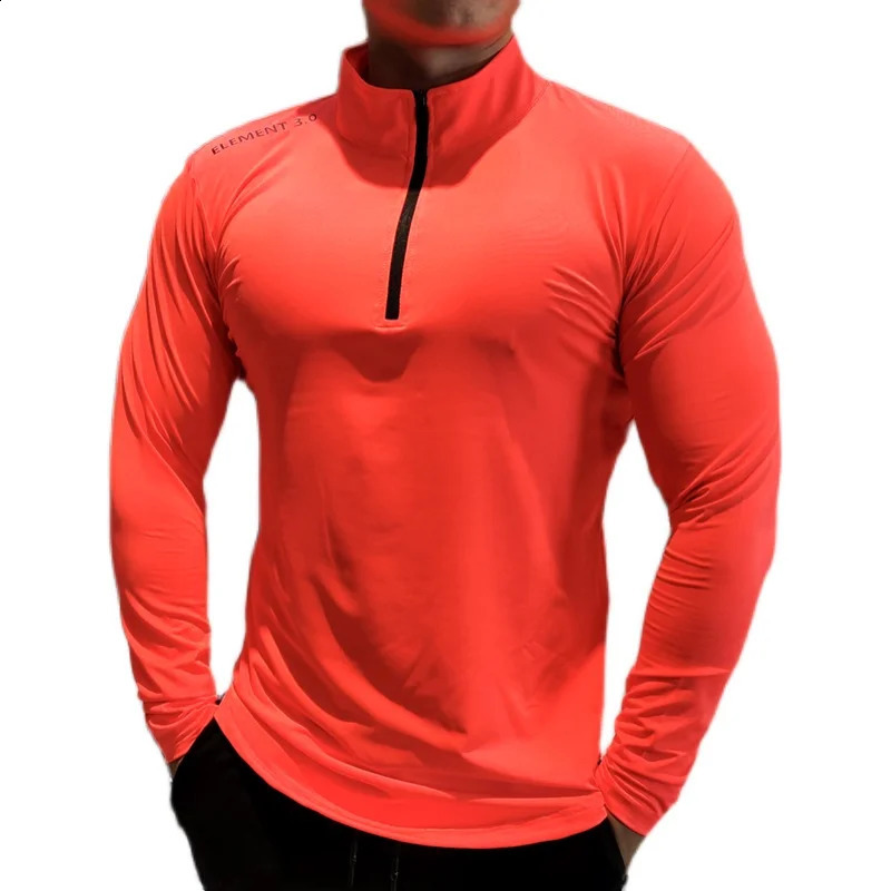 Autumn Winter Quick Dry Running Shirt Men T-shirt Long Sleeve Compression Shirts Gym T-shirt Fitness Sport Zipper Shirt 250206