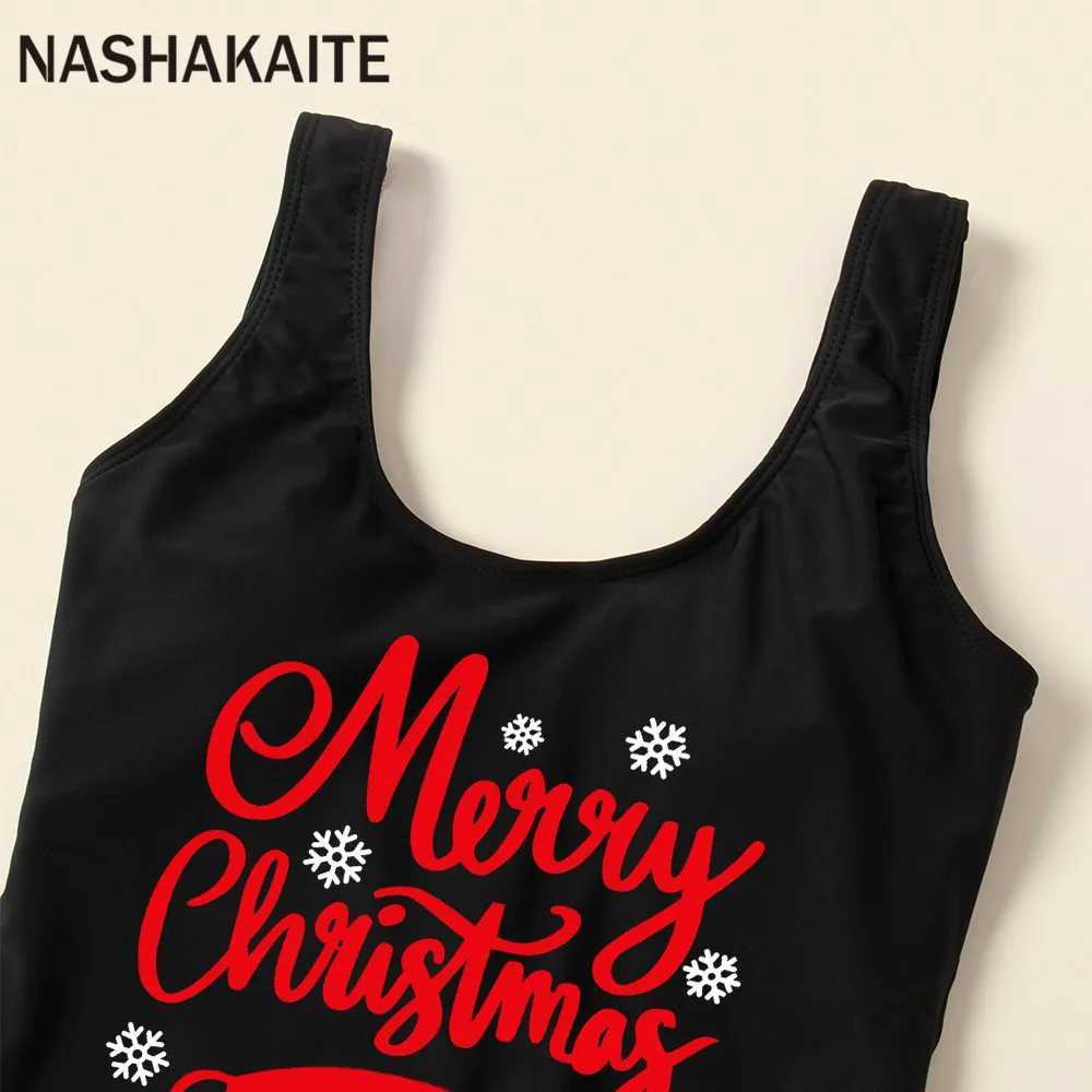 NASHAKAITE Christmas Family Matching Clothes Family Swimsuits Santa Claus Swimsuit Mom Daughter Clothes Father Son Swim Shorts W250207