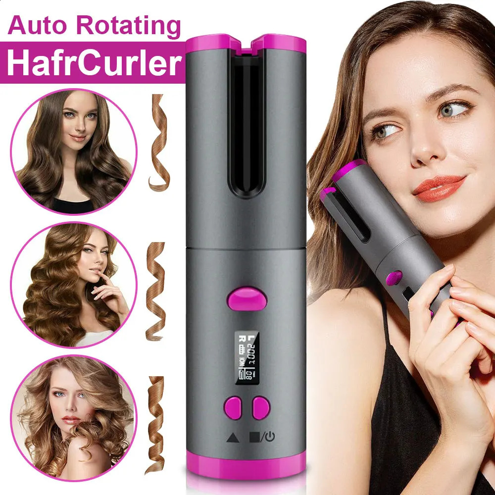 Hair Curler Set Cordless Automatic Rotating Hair Curler Curling Iron LED Display Temperature Adjustable Styling Tools Wave Styer 250206