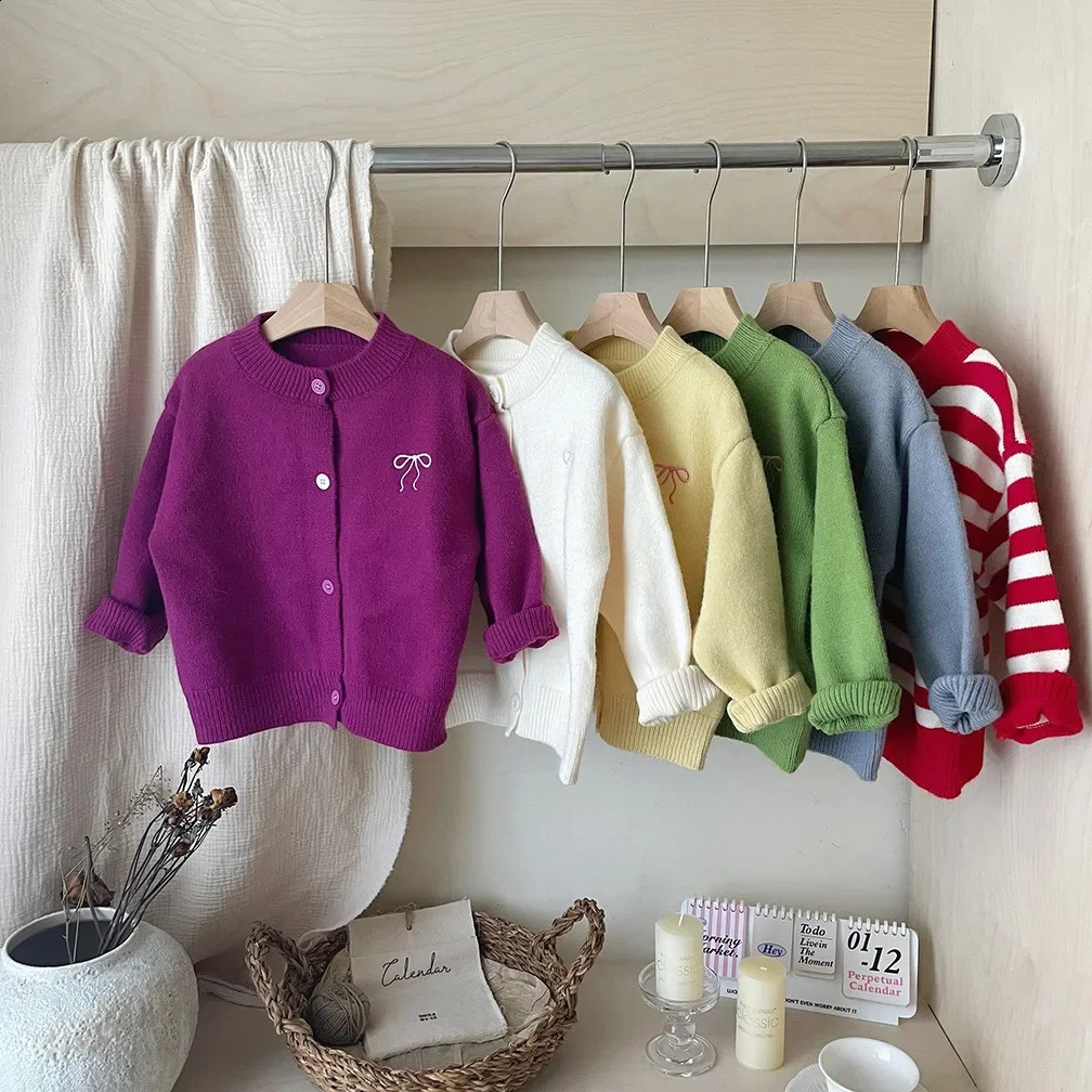 Girls Cardigans Autumn Winter Knitting Tops for Kids Children Jackets Toddler Sweaters Baby School Outfits Warm Clothing 250206