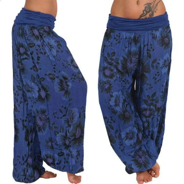 Women Boho Loose Pants Paisley Print High Waist Ankle Tied Harem Baggy Long Bloomers Trousers Female Pantalones 250206