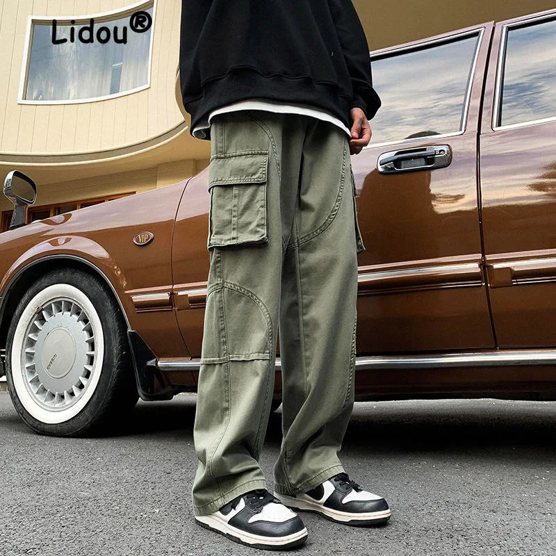 High Street Chaopai Casual Multiple Pockets Hip-hop Cargo Pants Man Fashion Autumn Youth Trend All-match Male Trousers 250206
