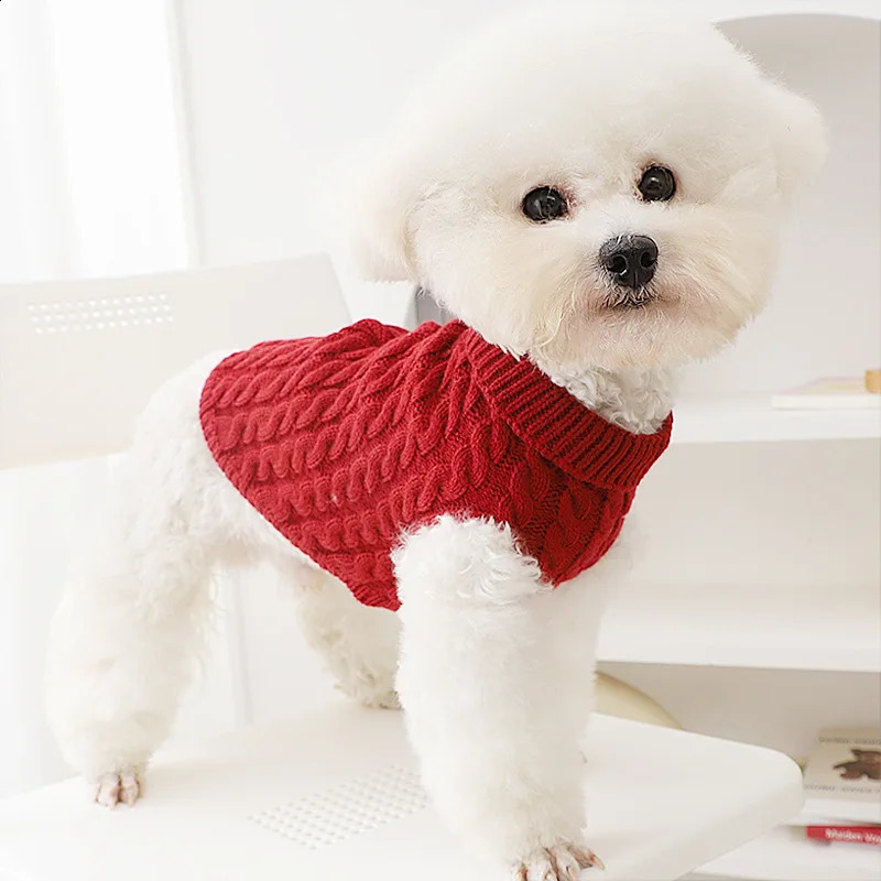Puppy Dog Sweaters Knitted Pet Clothes for Small Medium Dogs Winter Warm Pet Turtleneck Chihuahua Soft Sweater Yorkshire Coat 250206