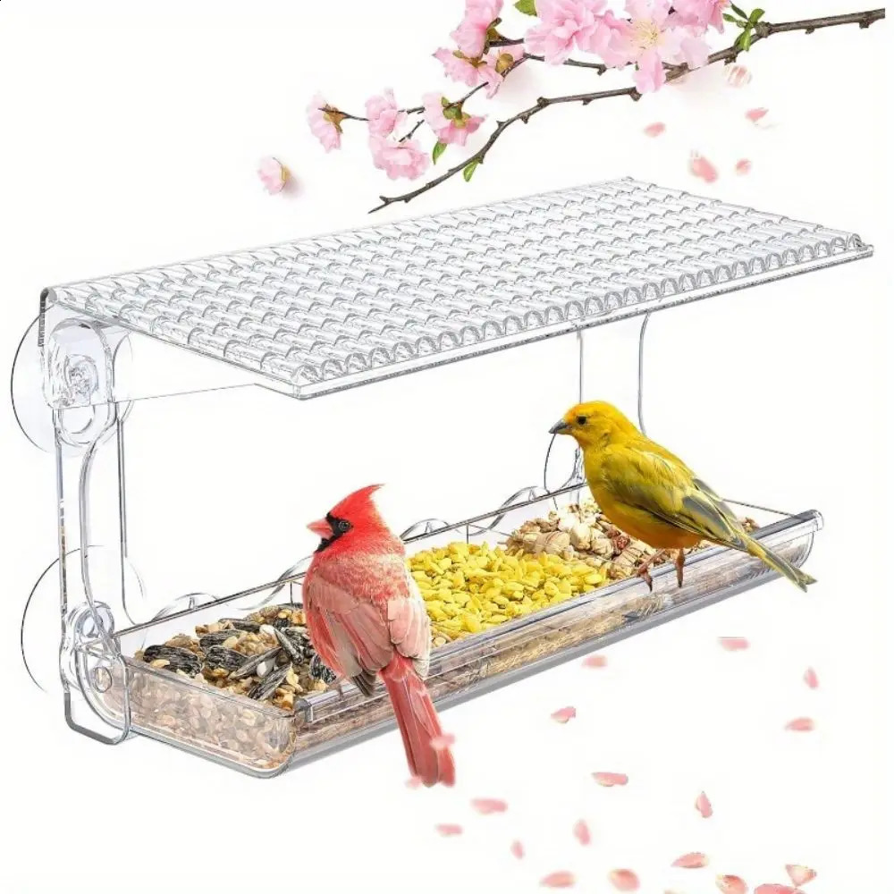 Window Bird Feeder for Outdoors Clear Bird Feeders Window Mounted with Strong Suction Cups Transparent Bird House Outside Wild 250121