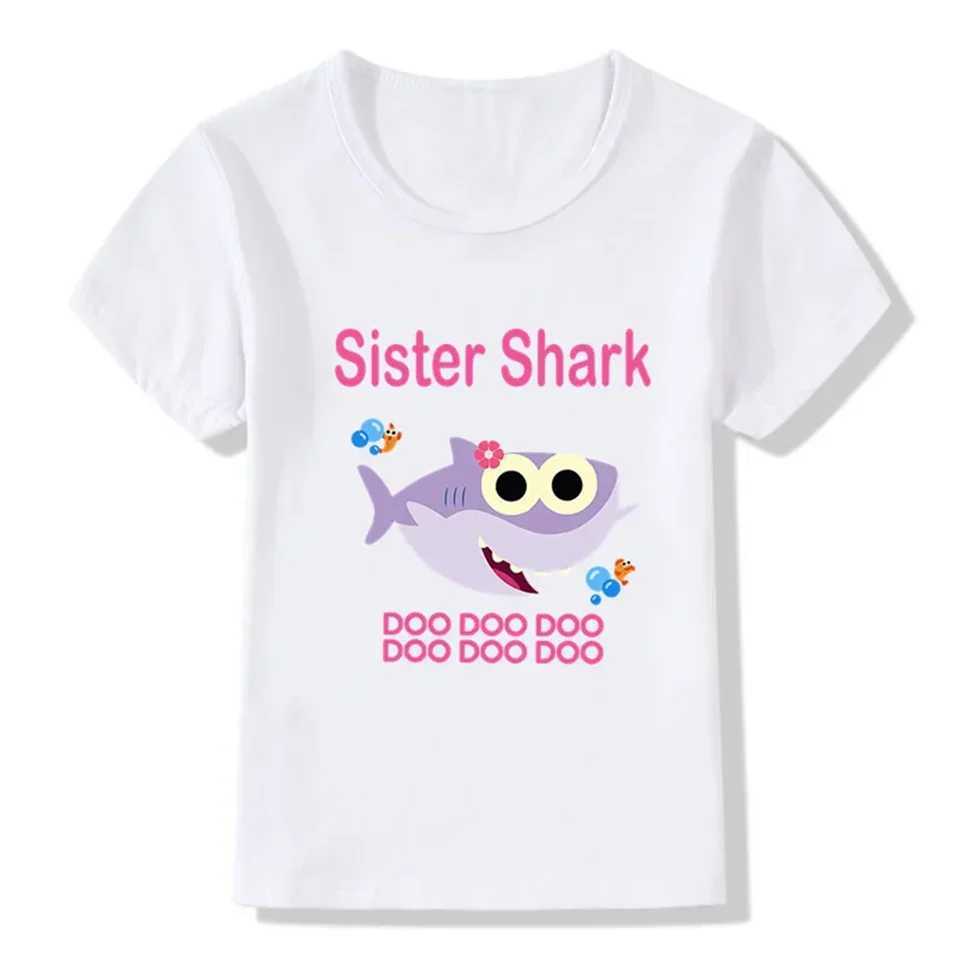 Matching Family Outfit For Birthday Shark Theme T-shirt Birthday Kids Funny Party Family Look Clothes Father Mother Daughter Son W250207