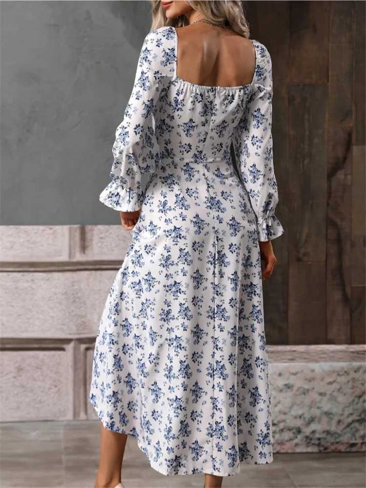Msfilia Fashion Printed Full Sve Backless Bohemian Dress Womens Spring Summer Long DressesXJ2500207