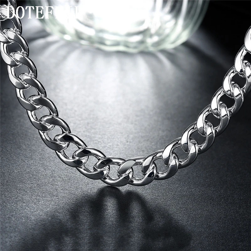 DOTEFFIL 925 Sterling Silver 10mm 20 inch/24 inch Sideways chain Necklace For Men Fashion Party Domineering Jewelry 250120