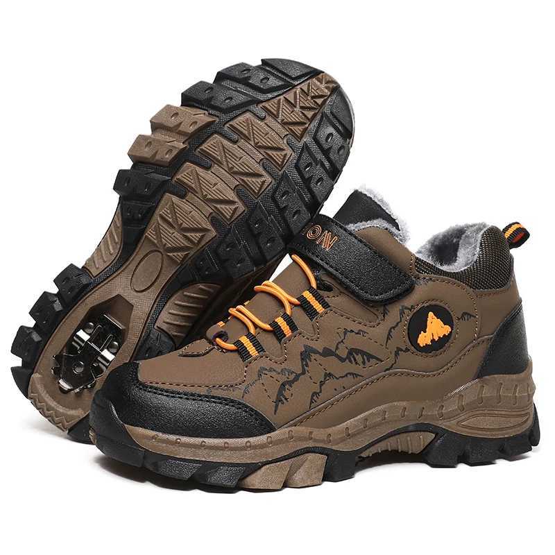 Winter Hiking Shoes for Kids Non-Slip Outdoor Shoes Children Warm Ankle Boots Mountaineering Trekking Climbing Sports Shoes Boys W250207