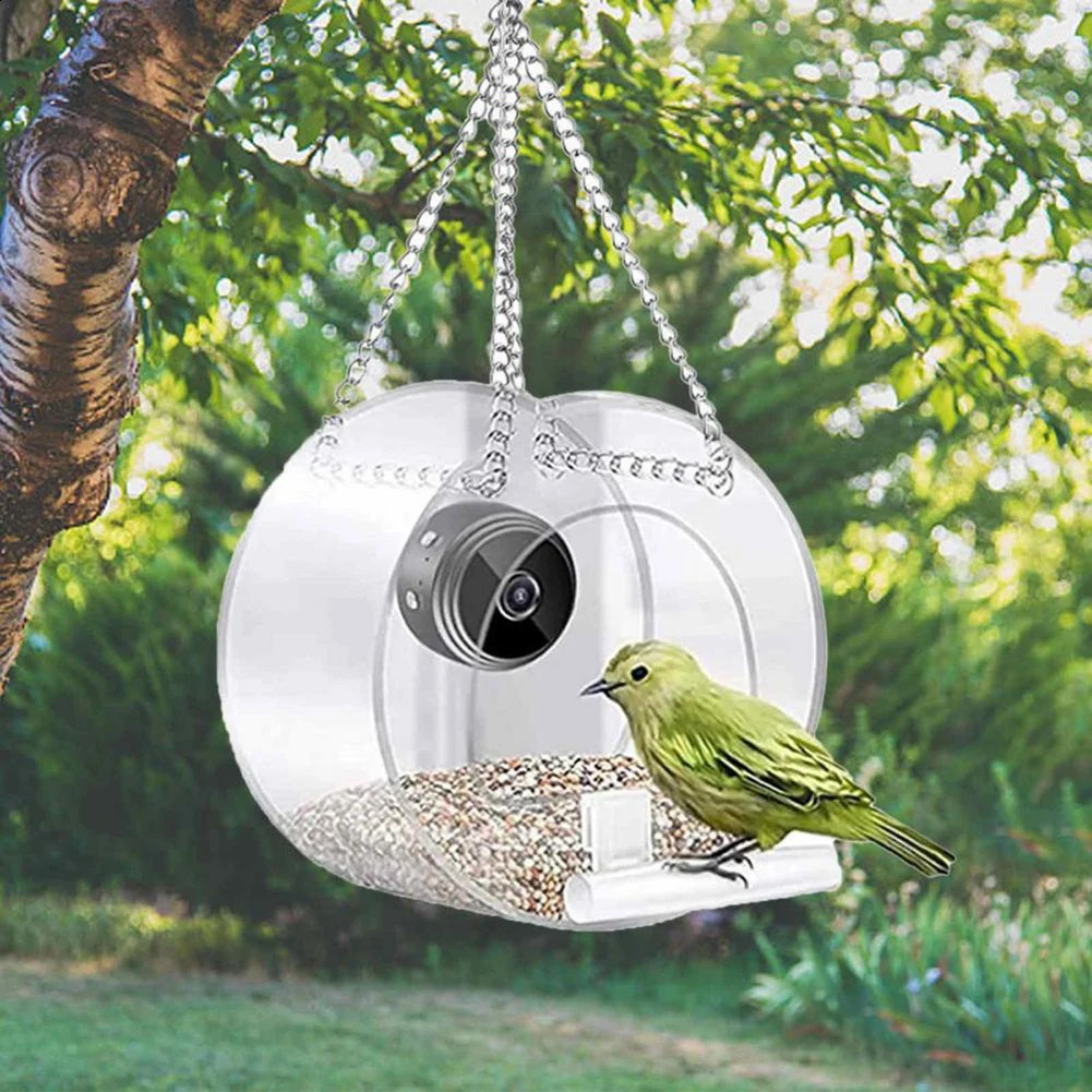 Smart Feeding House Acrylic with Camera Home Pet Bird Feeder Transparent 1080P HD Easy Installation for Outdoor Garden 250207