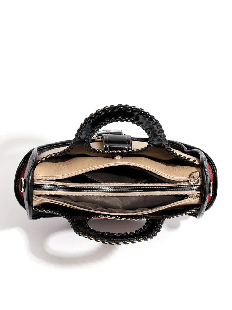Versatile Hand Wove Shoulder Bag Highend Leather Large Capacity Multilayer Fashion Womens Crossbody HandBag Send A Wallet 250206