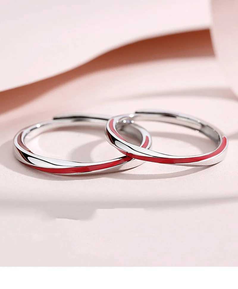 New 925 Silver Plated Lozenge Couples Ring Micro-Set Adjustable One Pair Lovers Rings Male Female Festival Birthday Jewelry Gift W250207