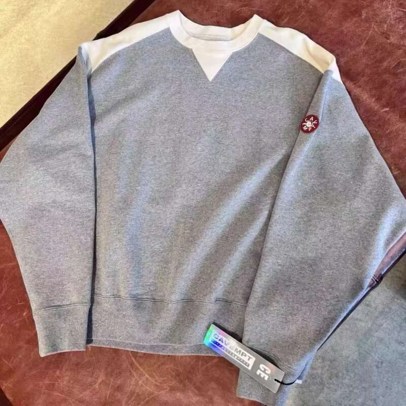 New Simple Style Patchwork Solid Color Sweatshirt Japanese Men's Women's Gray Loose Casual Pullover