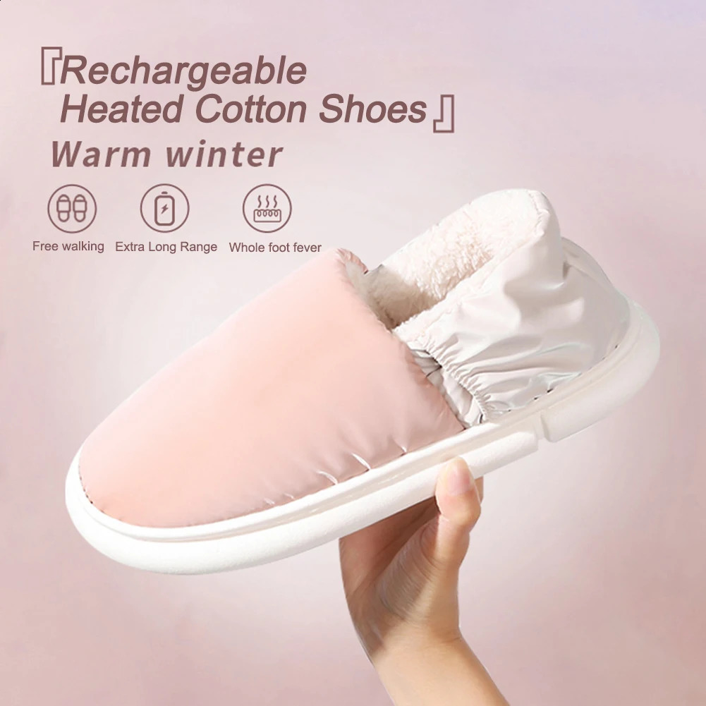 USB Heated Shoes for Men Women Winter Warm Heating Shoes Plush Electric Slippers Warm Snow Boots Heated Shoes no power bank 250120