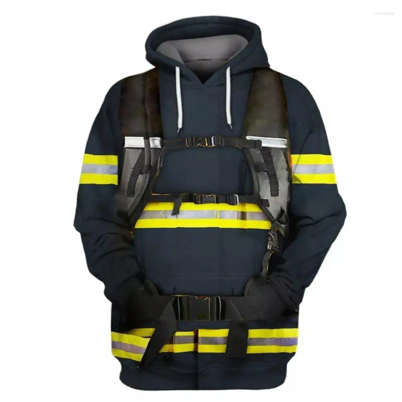 Graphic Hoodies Men Firefighter 3D Print Hoodie Unisex Pullover Sweatshirt Haruku Style Tops