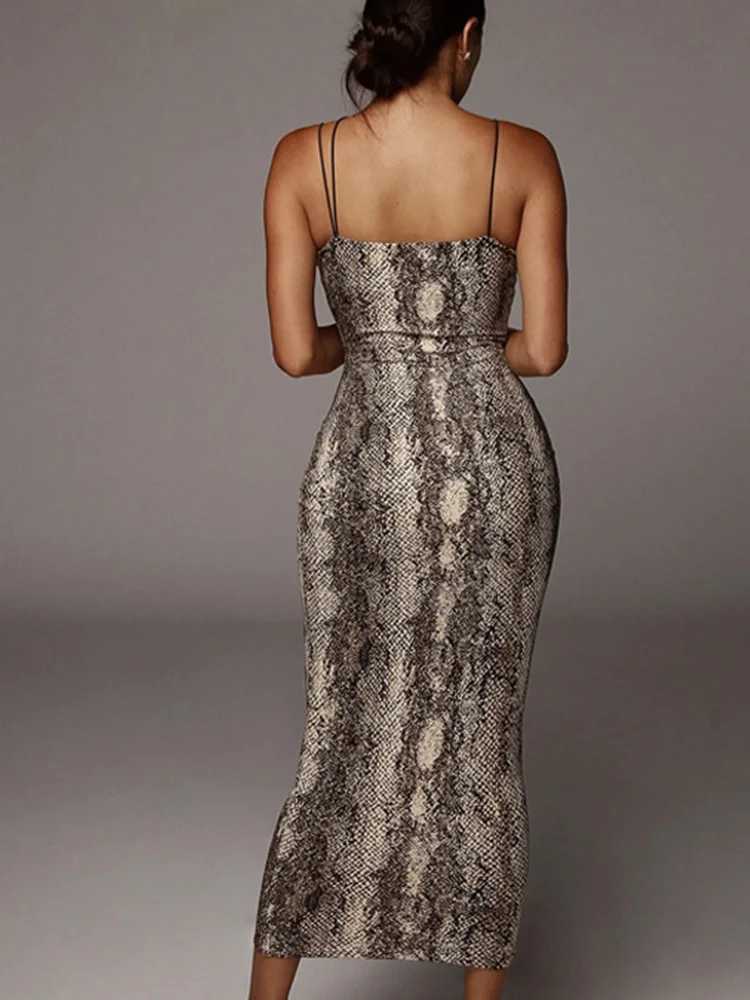 2024 leopard print sveless V-neck sexy midi dress spring women fashion streetwear Christmas party outfitsXJ2500207