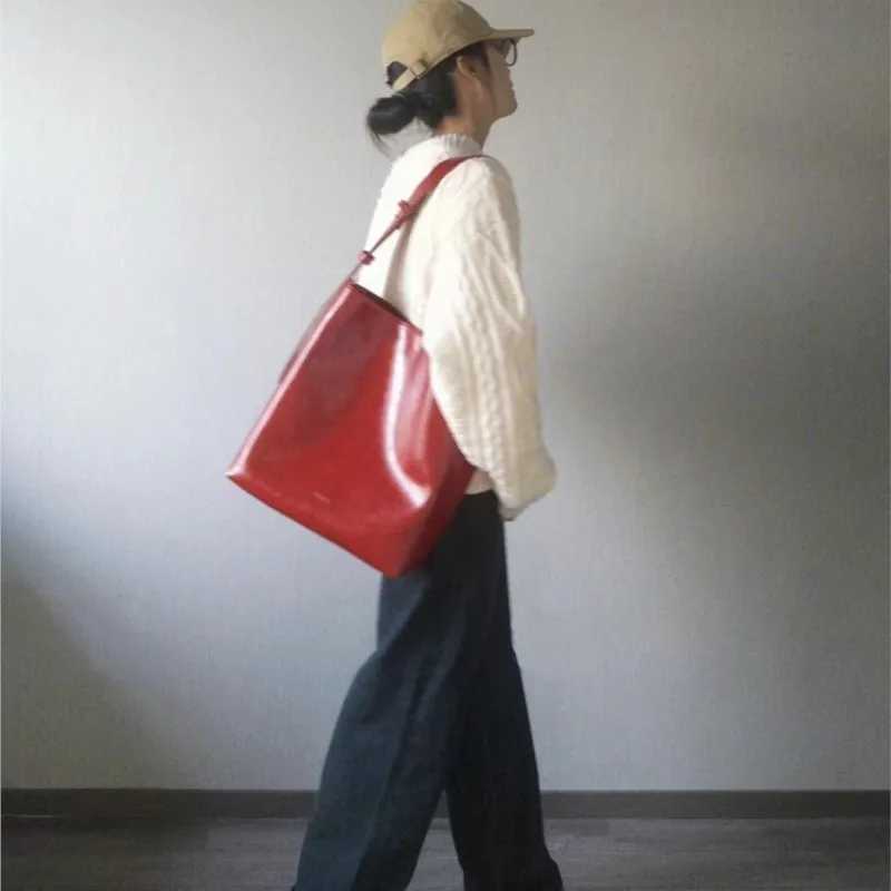 JIAERDI Vintage Red Tote Bag Purse Wen High Street Leather Large Capacity Casual Crossbody Bags Fem Messenger Bag Y2k B250618
