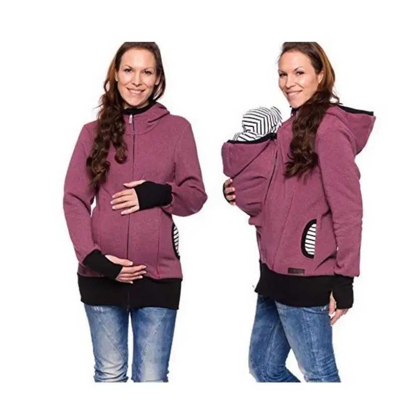 spring three-in-one Multifunctional Clothes Womens Kangaroo Mommy hooded keep warm womens sweater (removable nursery bag) W250207