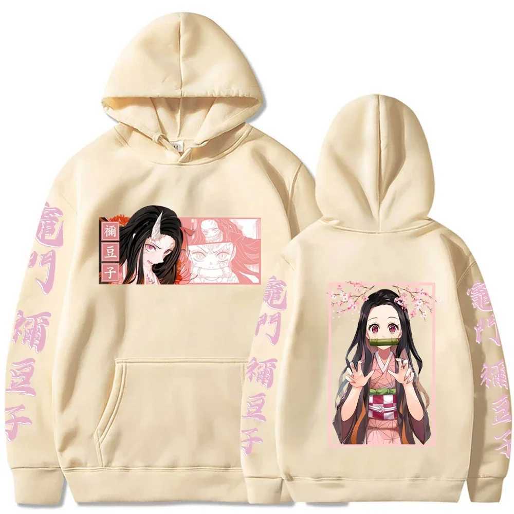 Japanese anime demon killer hoodie womens Kamado Nezuko printed sweatshirt autumn Harajuku warm streetwear plus size hoodie W250207