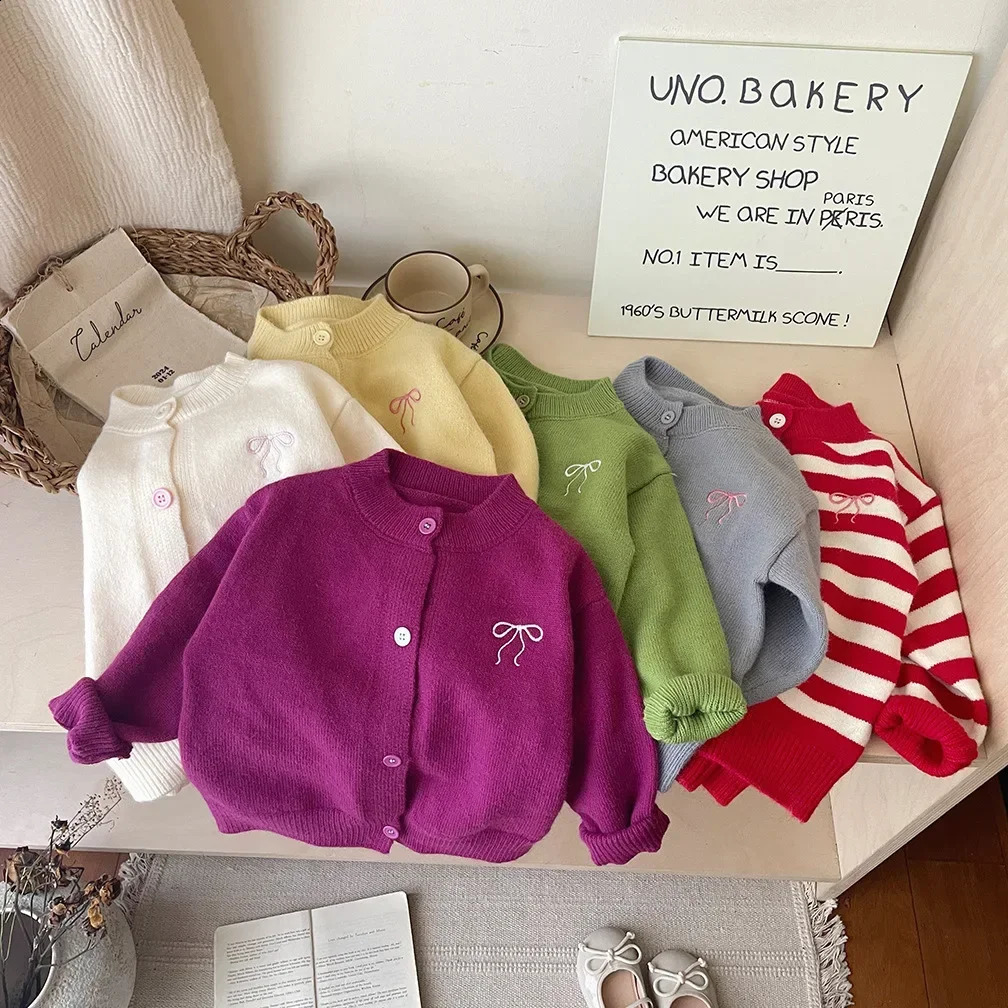 Girls Cardigans Autumn Winter Knitting Tops for Kids Children Jackets Toddler Sweaters Baby School Outfits Warm Clothing 250206